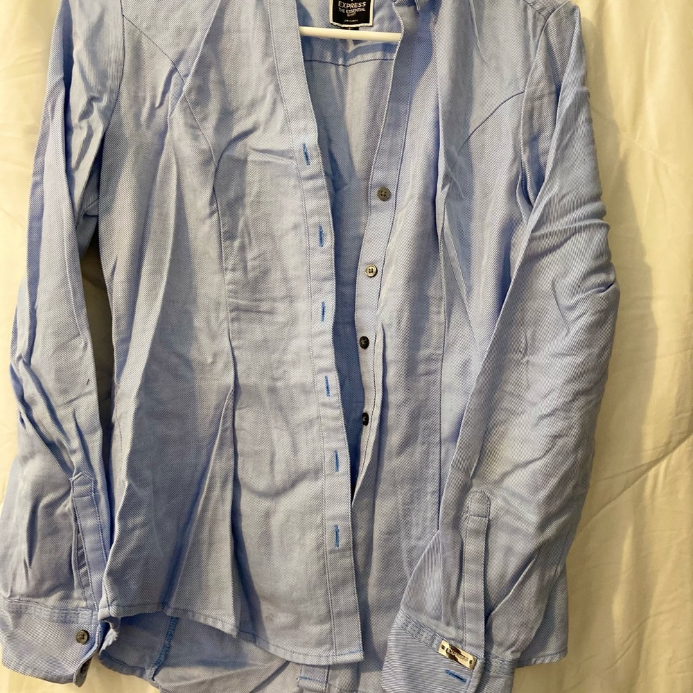Express Baby Blue Button Down-S